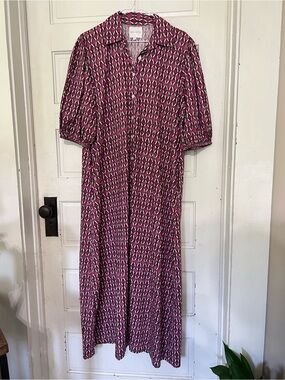 Marigold brand button up cotton shirt midi dress